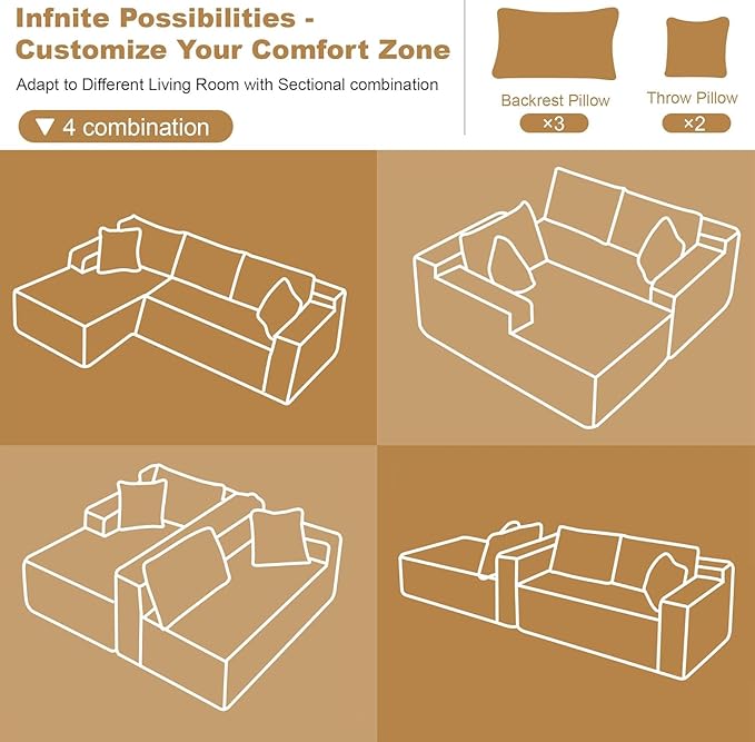 108" Sectional Couches for Living Room Cloud Couch Sofa with L-Shape Upholstered Boneless Couchs Modern Modular Sectional Couch with Chaise (Green, 108" Left Facing Chaise+2Seaters)