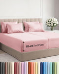 Extra Deep Split King Sheet Set - 7 Piece Breathable and Cooling Sheets - Hotel Luxury Bedding for Women, Men, Kids & Teens - Easy Secure Fit - Soft and Wrinkle Free - Extra Deep Pockets - Baby Pink