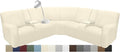 Waterproof Reclining Sectional Couch Covers Washable L Shaped Couch Cover for Sectionals Recliner Sofa Covers Stretch Corner Recliner Slipcovers for Dogs (5 Seater 2 Console Cover, Beige)
