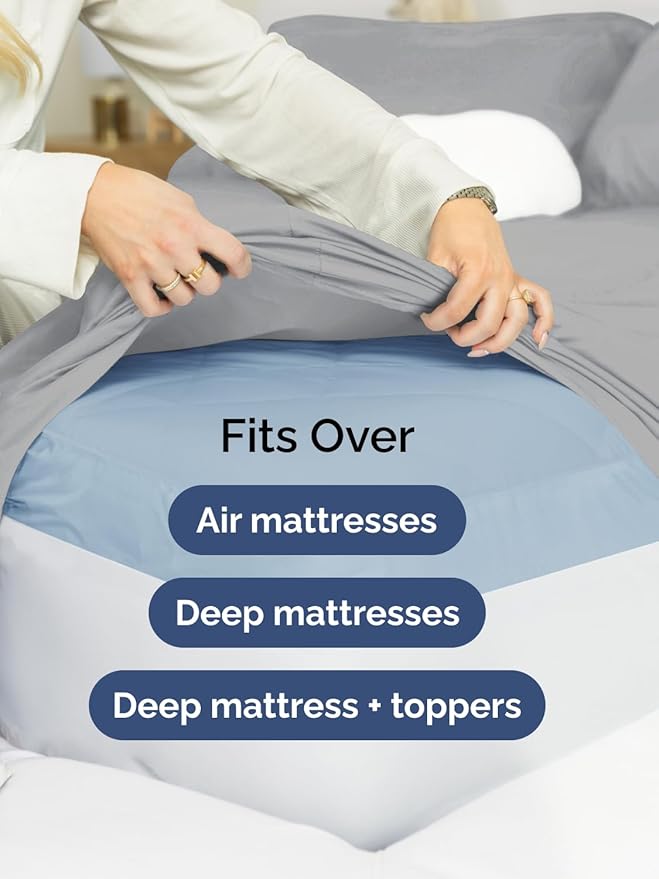 Extra Deep Cal King Sheet Set - 6 Piece Breathable and Cooling Sheets - Hotel Luxury Bedding for Women, Men, Kids & Teens - Easy & Secure Fit - Soft and Wrinkle Free - Extra Deep Pockets - Steel Blue
