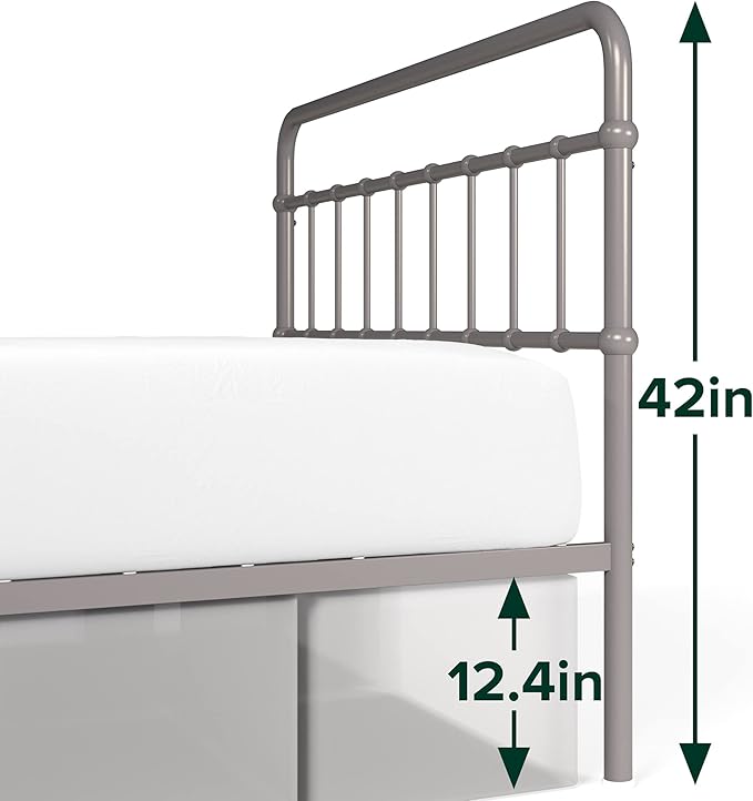 Zinus Florence Metal Platform Bed Frame, Mattress Foundation, No Box Spring Needed, Easy Assembly, Grey, King