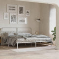 White Metal Bed Frame with Headboard, Sturdy Steel Construction and Minimalist Design for Bedroom or Guest Room, Easy Assembly with Included Tools