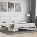 Bed Frame White Powder-Coated Steel Double Bed Frame headboard Bedroom Furniture for Guest Room