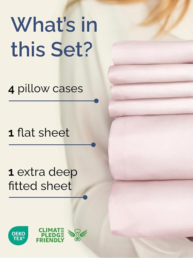 Extra Deep Full Sheet Set - 6 Piece Breathable and Cooling Sheets - Hotel Luxury Bedding for Women, Men, Kids & Teens - Easy & Secure Fit - Soft and Wrinkle Free - Extra Deep Pockets - Lavender Pink