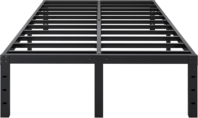 SHLAND King Size Bed Frame, 18 Inch Heavy Duty Metal Platform Bed Frame No Box Spring Needed, Mattress Foundation, Storage Space, No Noise, Easy Assembly