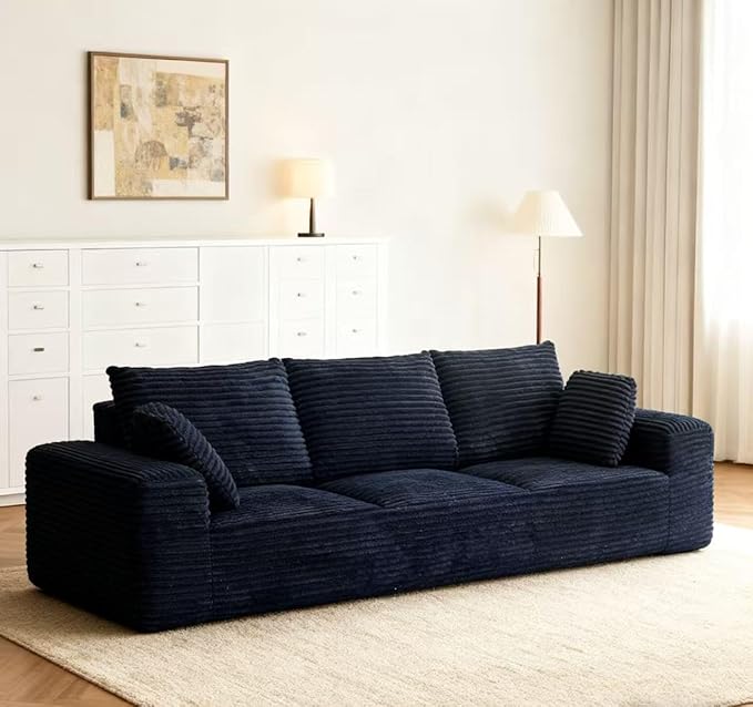 104.3“ Modular Sectional Cloud Couch, Boneless Couches for Living Room, 3 Seater Modern Lounge Couch, No Assembly Required, Black