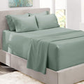 Hearth & Harbor Bed Sheets, Luxury Soft 6 Piece Bed Sheet Set Extra Deep Pocket Fitted Sheets Fits Mattress up to 21", Double Brushed Bedding Sheets & Pillowcases, Twin XL, Ice Green