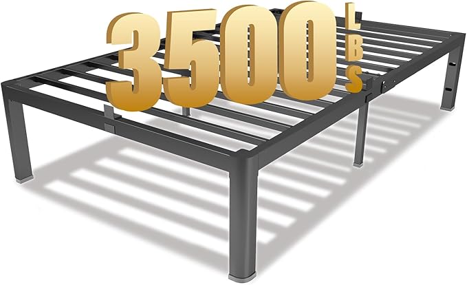 yookare 14 Inch Twin Metal Platform Bed Frame with Round Corner and Mattress Retainers, 3000lbs Heavy Duty Steel Slats Support, No Box Spring Needed, Easy Assembly, Noise Free