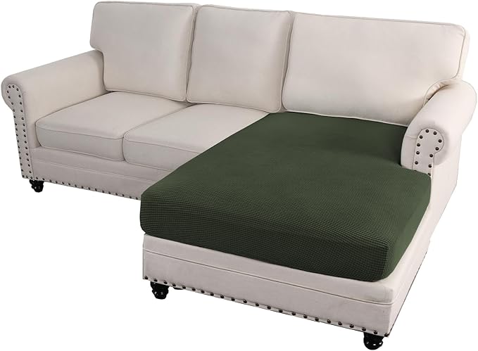 H.VERSAILTEX Sectional Couch Covers 1 Piece Chaise Slipcover L Shape Separate Cushion Couch Cover for Both Left/Right Sectional Couch (Seat Only: 1 Chaises, Olive)
