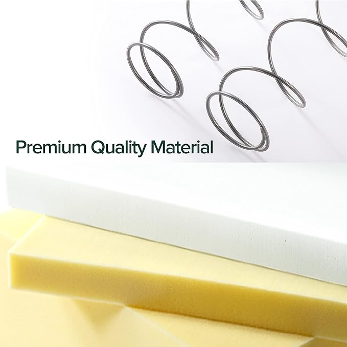Zinus 6 Inch Foam and Spring Mattress, Queen, CertiPUR-US Certified Foams, Mattress in A Box, White