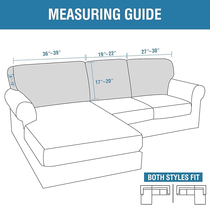 H.VERSAILTEX Backrest Cushion Covers Sectional Couch Back Cushion Covers for Sectional Sofa Set for Both Left/Right Couch (Back Only: 1 Chaise + 2 Sofa, Taupe)