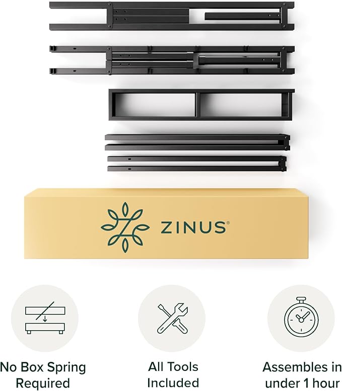 ZINUS Justin 14 Inch Easy to Assemble Mattress Foundation, Steel Support, No Box Spring Needed, Queen