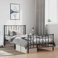 Bed Frame Black Powder-Coated Steel Modern Metal Bed Frame with Headboard, Sturdy Steel Bed with Underbed Storage 39.4 x 78.7 in Sturdy