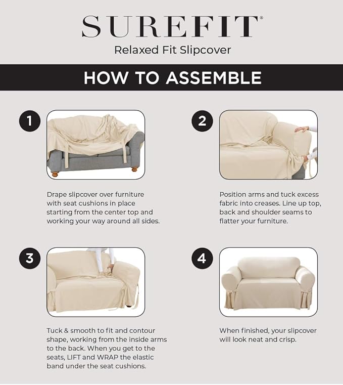 SureFit Home Décor SF44485 Ultimate Stretch Suede Individual Cushion Loveseat Slipcover, Form Fit, Polyester/Spandex, Machine Washable Three Piece Slate Gray Color