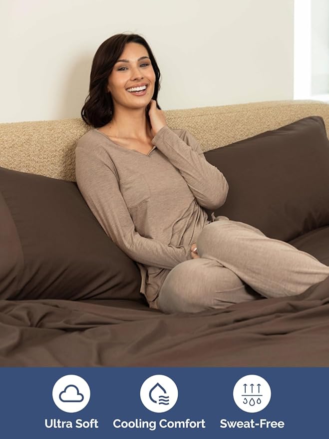 Extra Deep Queen Sheet Set - 6 Piece Breathable and Cooling Sheets - Hotel Luxury Bedding for Women, Men, Kids & Teens - Easy & Secure Fit - Soft, Wrinkle Free and Comfy - Extra Deep Pockets - Brown