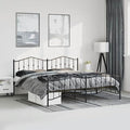 Modern Metal Bed Frame with Footboard, Black Powder-Coated Steel Platform Bed with Underbed Storage Space for Master or Guest Bedroom
