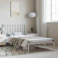 Bed Frame White Steel Single Bed Frame Rectangular Frame for Bedroom