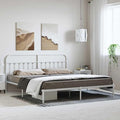 Bed Frame White Powder-Coated Steel Full Bed Frame Rectangular Bedroom Furniture headboard for Bedroom