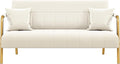 Yaheetech 56.5" W Modern Sofa Small Sofa Luxurious Velvet Fabric Couch with Gold-Tone Metal Arms and Legs for Living Room, Home Office, Studio Beige