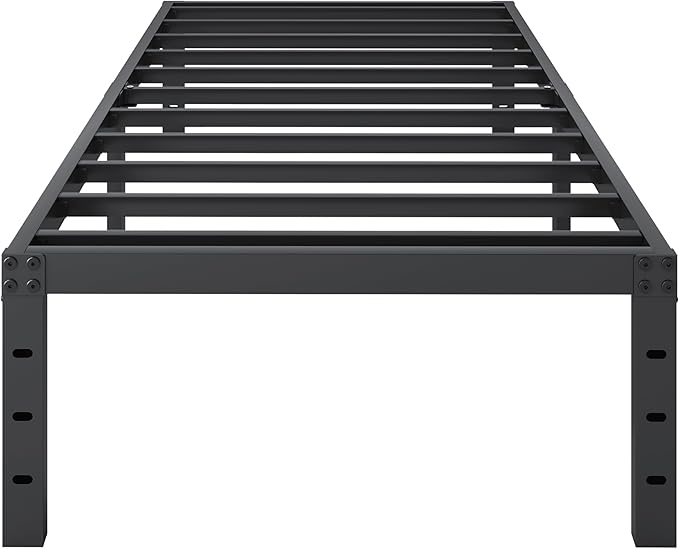 SHLAND Bed Frame Twin, 18 Inch Metal Twin Platform Bed Frame No Box Spring Needed, Mattress Foundation, Storage Space, No Noise, Easy Assembly