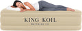 King Koil Luxury Queen Size Air Mattress with High-Speed Built-in Pump, Blow Up Bed Top Side Flocking, Puncture Resistant, Double High Inflatable Airbed Guests or Travel 1-Year Warranty