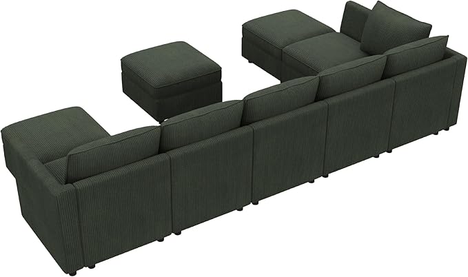 HONBAY Modular Sectional Sofa with Storage, U Shaped Couch Modular Convertible Sectional Couches for Living Room - Green