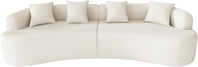 131" Curved Modular Sectional Sofa for Living Room, Modern Chenille Oversized Cloud Couch Sofa, Luxury Plush Extra Deep 4-Seater Boucle Couch for Apartment‌‌, No Assembly Required, Cream White