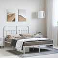 Bed Frame White Powder-Coated Steel King Bed Frame Rectangular Bedroom Furniture headboard for Guest Room