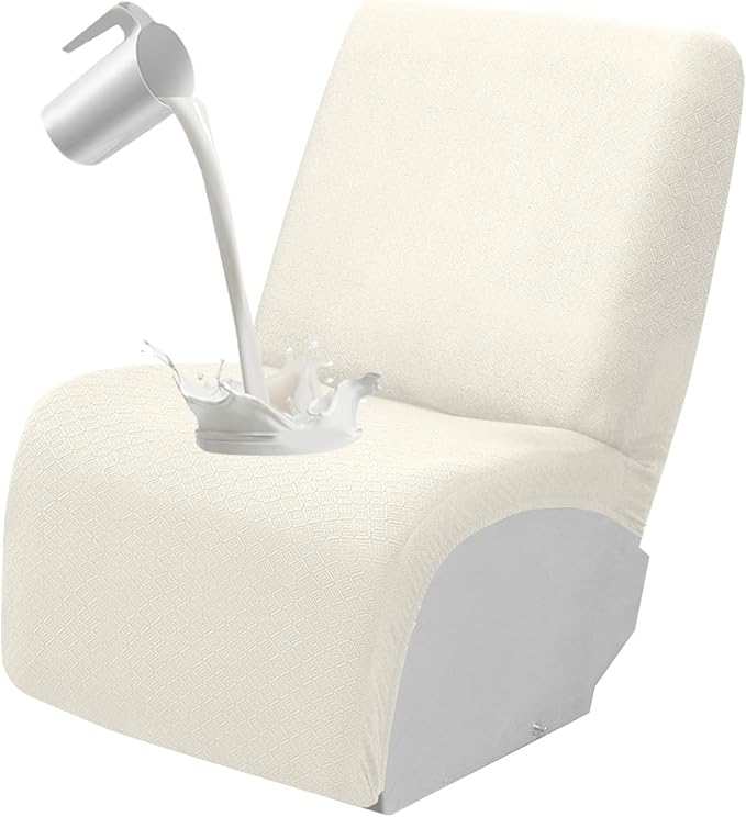 Waterproof Reclining Sectional Couch Covers Washable L Shaped Couch Cover for Sectionals Recliner Sofa Covers Stretch Corner Recliner Slipcovers for Dogs (Additional Seat Cover, Cream)