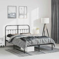 Bed Frame Black Powder-Coated Steel Queen Bed Frame headboard for Living Room 59.1x78.7 in