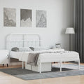 Bed Frame White Powder-Coated Steel Double Bed Frame headboard Bedroom Furniture for Living Room