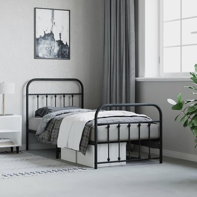 Bed Frame Black Powder-Coated Steel Twin Storage Bed Frame headboard Bedroom Furniture for Living Room