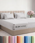 Extra Deep Split King Sheet Set - 7 Piece Breathable and Cooling Sheets - Hotel Luxury Bedding for Women, Men, Kids & Teens - Easy Secure Fit - Soft & Wrinkle Free - Extra Deep Pockets - French Grey