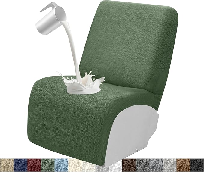 Waterproof Reclining Sectional Couch Covers Washable L Shaped Couch Cover for Sectionals Recliner Sofa Covers Stretch Corner Recliner Slipcovers for Dogs (Additional Seat Cover, Green)