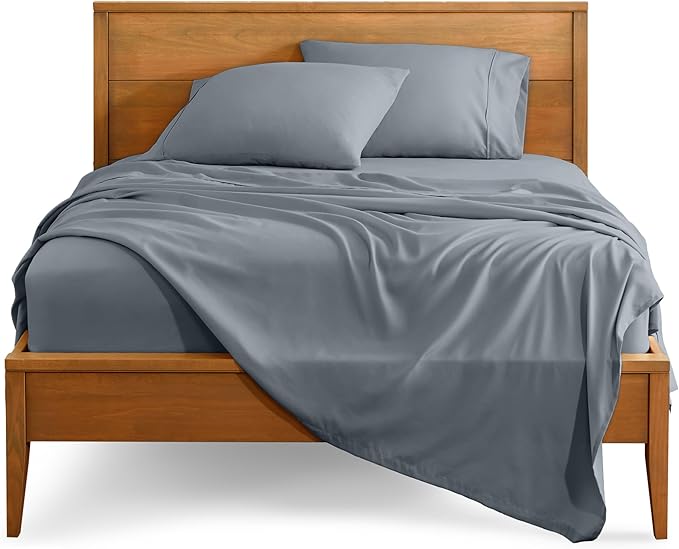 Bare Home Queen Sheet Set - 1800 Ultra-Soft Microfiber Queen Bed Sheets - Double Brushed - Deep Pockets - Easy Fit - 4 Piece Set - Bedding Sheets & Pillowcases (Queen, Steel Blue)