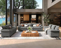 3 Piece Living Room Sofa Furniture Set, Oversized Corduroy Modular 2 Loveseat and 3-Seat Couch with Pillow, 7-Seat Modern Cloud Sectional Deep Seat for Apartment, Grey