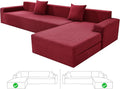 ZNSAYOTX Sectional Couch Covers, Stretch Jacquard Slipcovers with Elastic Bottom for L-Shape Sectional Sofa, 2 Pcs Pet Friendly Modular Sofa Protector (3 Seat Couch + 3 Seat Chaise, Wine Red)