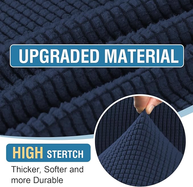 H.VERSAILTEX Sectional Couch Covers 6 Pieces Stretch Sofa Covers for Sectional Sofa Set Separate L Shaped Couch Cover for Both Left/Right Couch (Seat and Back: 1 Chaise + 2 Sofa, Navy)