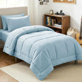 CozyLux Twin XL Comforter Set Light Blue, 5 Pieces Twin Extra Long Bed in a Bag for College Dorm, All Season Bedding Set with Stitch Quilted Comforter, Flat Sheet, Fitted Sheet, Pillowcases