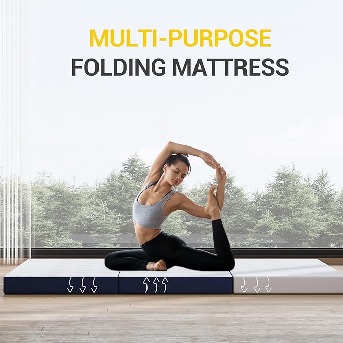 Avenco Foldable Mattress Twin XL, Folding Mattress 4 Inch Memory Foam, Trifold Mattress Portable with Removable Cover & Detachable for Guest Room/Caravan/Camping/Travel, Twin XL 80"x39"x4"