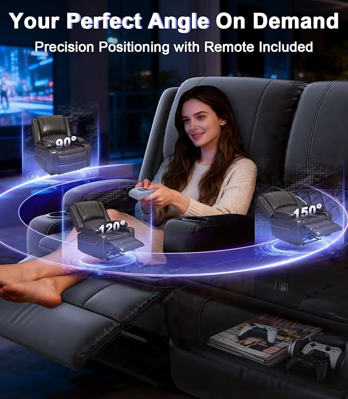 Power Loveseat Recliner Sofa, Removable Armrest 3 Seats Power Reclining Loveseat with Remote Liftable Console, Wall Hugger RV Theater Seating with Storage & USB & RGB (PU, Brown)