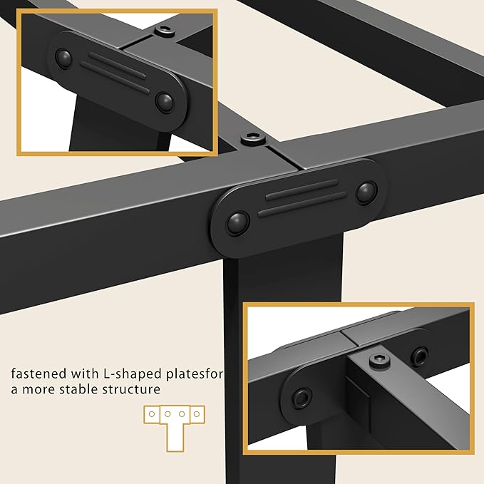 Vengarus 14-Inch King Bed Frame – Classic Metal Platform with Headboard and Footboard,Under Bed Storage, Mattress Foundation, No Box Spring Needed,Black