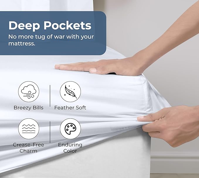 Royale Linens 100% Organic Cotton Fitted Sheet - Percale Weave - Super Soft Deep Pocket Bottom Sheets - White Elastic Sheet King Cal Size - California King Fitted Sheets Only - (72"x84"+15", White)