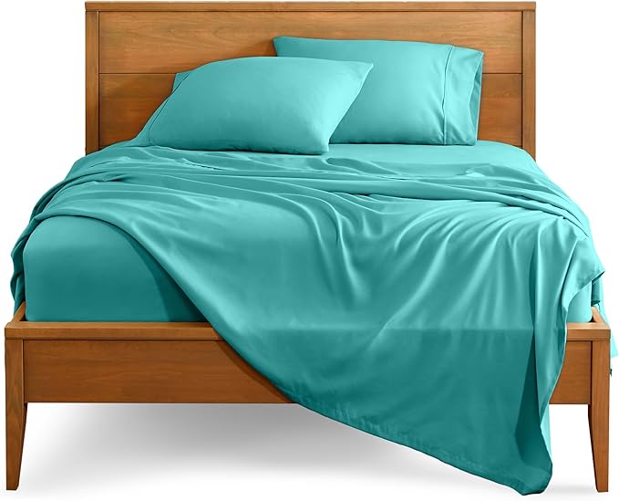Bare Home Split Head Flex King Sheet Set - 1800 Ultra-Soft Microfiber Bed Sheets - Double Brushed - Deep Pockets - Easy Fit - 4 Piece Set - Bedding Sheets & Pillowcases (Turquoise)