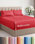 Extra Deep Twin XL Sheet Set - 4 Piece Breathable and Cooling Sheets - Hotel Luxury Bedding for Women, Men, Kids & Teens - Easy & Secure Fit - Soft, Wrinkle Free and Comfy - Extra Deep Pockets - Red