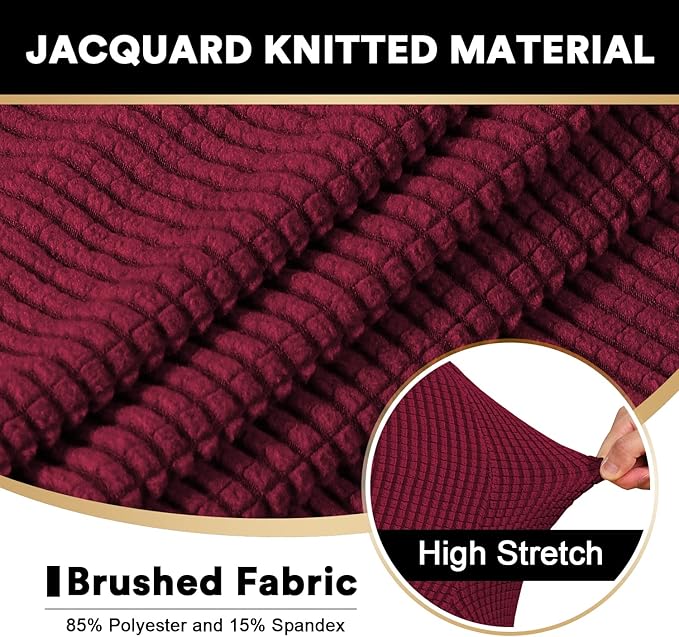 PrinceDeco 2 Pieces Armchair Slipcover Stretch Couch Covers for T Cushion Chair Slipcovers Soft Arm Chiar Cover Furniture Covers with 1 Individual T Shape Seat Covers Width Up to 40", Burgundy