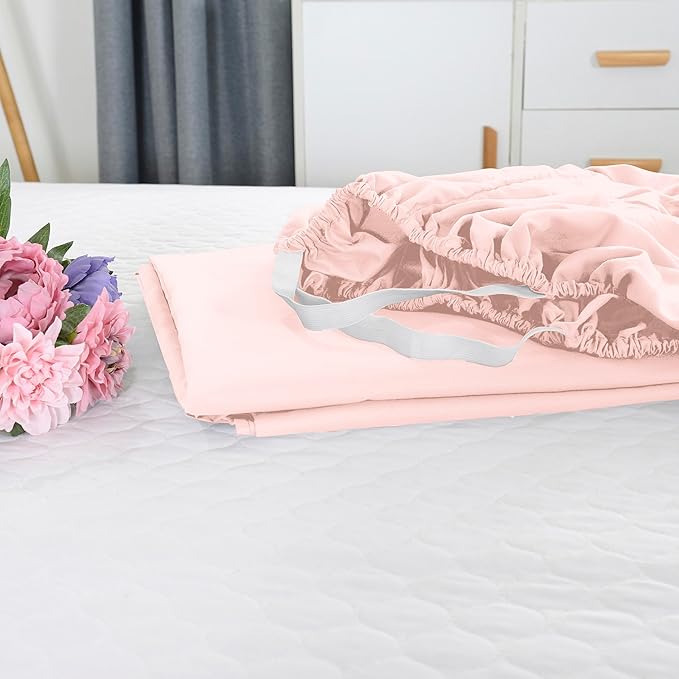 Elegant Comfort 1500 Premium Hotel Quality 18-21 Inches Deep - Extra Deep Pocket Single Fitted Sheet for High Mattress, Luxury and Softest, Smart Pocket - Wrinkle Free, Queen, Blush Pink