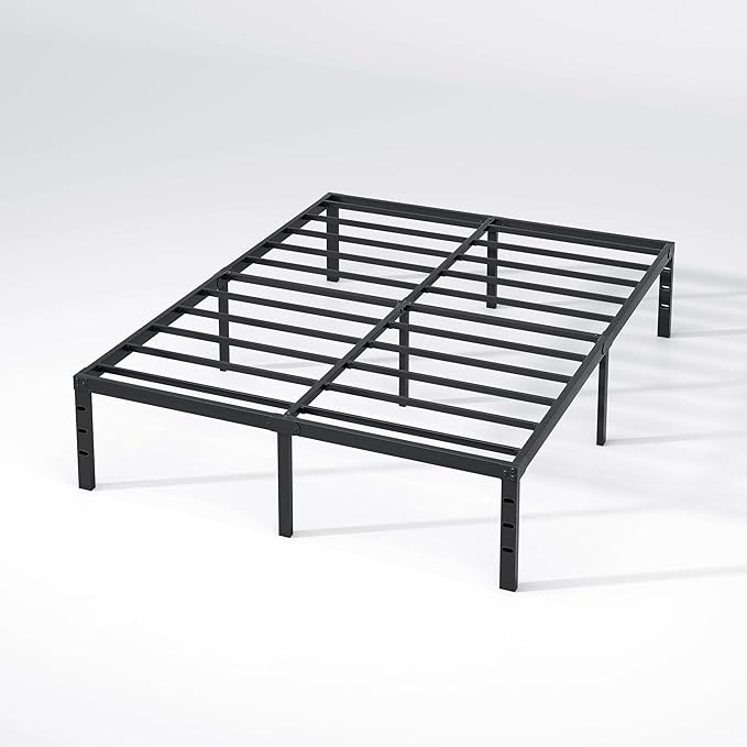 Metal Bed Frame,King Size Bed Frame with Storage Space,Heavy Duty Sturdy Mattress Foundation,Easy Assembly,No Box Spring Needed, Black,16 Inch,King