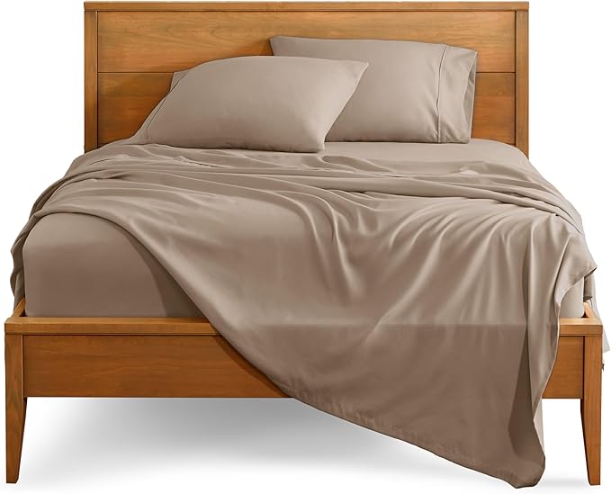Bare Home Queen Sheet Set - 1800 Ultra-Soft Microfiber Queen Bed Sheets - Double Brushed - Deep Pockets - Easy Fit - 4 Piece Set - Bedding Sheets & Pillowcases (Queen, Pebble)