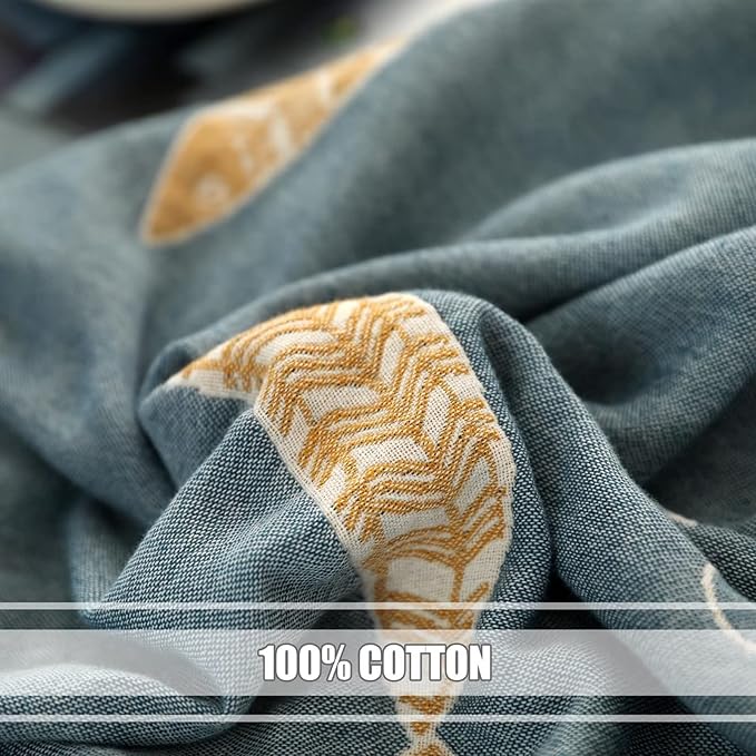 Boho Throw Blanket for Bed 100% Cotton Ultra Soft Rustic Quilt Spring Blanket Fish Farmhouse Decor Bed Blankets,80"x90" All Season Rustic Throw for Sofa Couch Chair